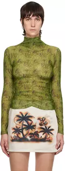 Зеленая повседневная футболка с длинным рукавом AVAVAV