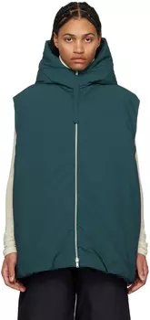 Зеленая пуховая жилетка с капюшоном Jil Sander