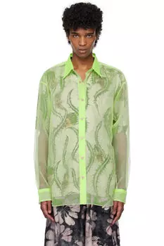 Зеленая рубашка из органзы Dries Van Noten