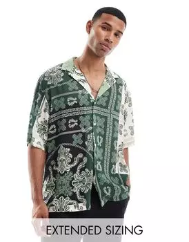 Зеленая рубашка оверсайз с принтом пейсли ASOS DESIGN