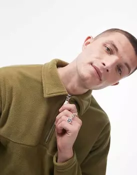 Зеленая рубашка-поло из искусственной овчины Selected Homme