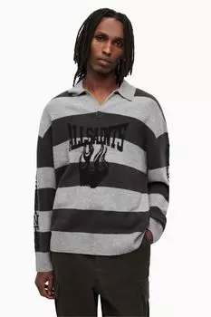 Зеленая рубашка-поло с длинными рукавами AllSaints Racer All Saints, зеленый