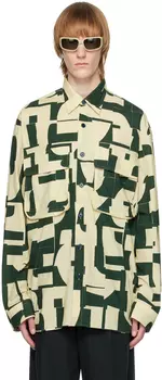 Зеленая рубашка с карманом с клапаном Dries Van Noten