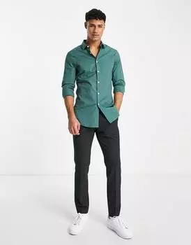 Зеленая рубашка скинни ASOS DESIGN