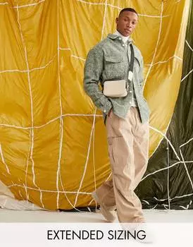 Зеленая рубашка свободного кроя с узором \"в елочку\" ASOS DESIGN 90-х годов