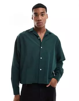 Зеленая рубашка свободного кроя с воротником с лацканами ASOS DESIGN