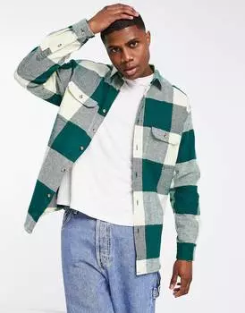 Зеленая рубашка свободного кроя в клетку буйвола ASOS DESIGN 90-х