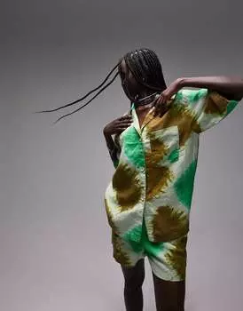 Зеленая рубашка Topshop в стиле тай-дай