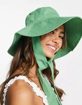 Зеленая шляпа-ведро с завязками в рыбацком стиле ASOS DESIGN