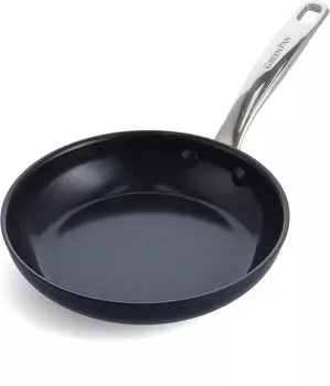 Зеленая Сковорода Chatham Prime Midnight, твердо анодированная, полезная для здоровья керамика с антипригарным покрытием, сковорода диаметром 8 дюймов, без ПФАС, можно мыть в посудомоечной машине, можно использовать в духовке, черный цвет GreenP...