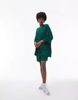Зеленая спортивная трикотажная футболка оверсайз Topshop Coord