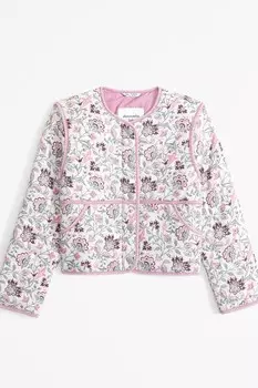 Зеленая стеганая куртка в стиле пэчворк Abercrombie & Fitch, розовый