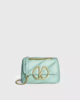 Зеленая сумка через плечо цвета аквамарина с золотой цепочкой и магнитной застежкой Kalk