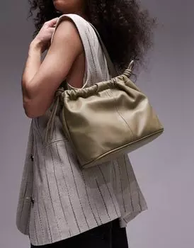 Зеленая сумка через плечо с кулиской Topshop Sonny