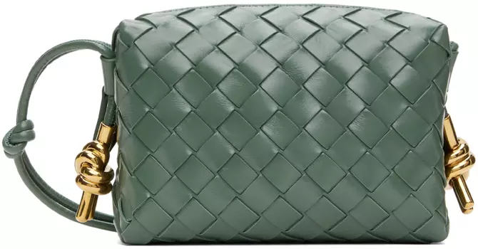 Зеленая сумка для фотоаппарата Mini Loop Bottega Veneta, цвет Aloe muse brass