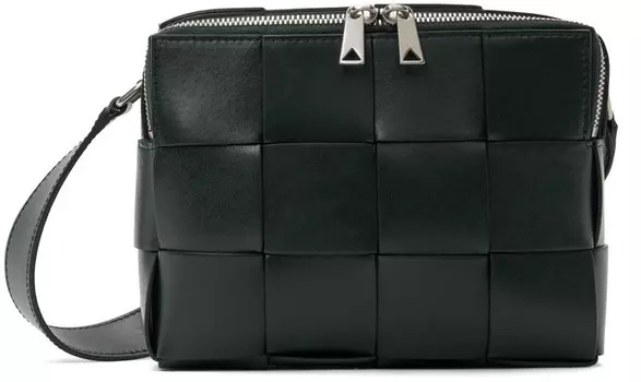 Зеленая сумка для фотоаппарата с кассетой Bottega Veneta, цвет Inkwell/Silver