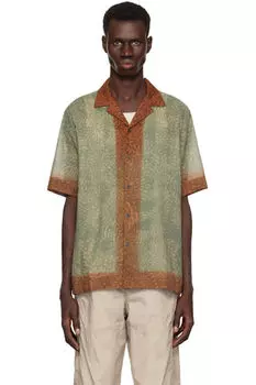 Зеленая свободная хлопковая рубашка Dries Van Noten