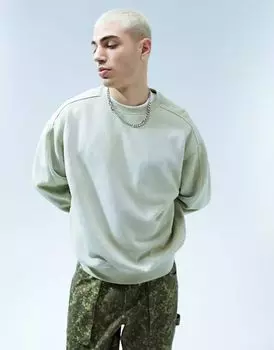 Зеленая толстовка оверсайз с вышивкой ASOS