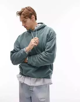 Зеленая толстовка оверсайз в винтажном стиле Topman