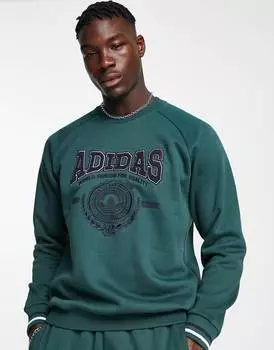 Зеленая толстовка с крупным логотипом adidas Originals 'Preppy Varsity'