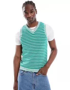 Зеленая трикотажная майка с контрастной фактурной строчкой ASOS DESIGN
