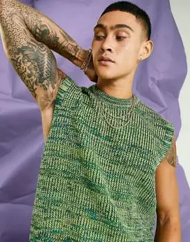 Зеленая трикотажная майка в рубчик ASOS DESIGN