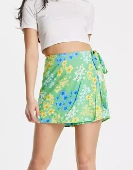 Зеленая юбка с завязками и завязками ASOS DESIGN
