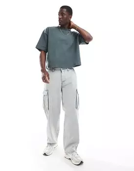 Зеленая укороченная футболка оверсайз из плотной ткани ASOS DESIGN Essential плотностью 240 г/м