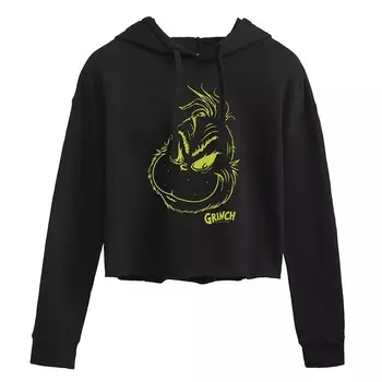 Зеленая укороченная толстовка с рисунком в голову Dr. Seuss's The Grinch для юниоров Licensed Character, черный