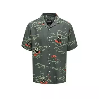 Зеленая вискозная рубашка Only & Sons