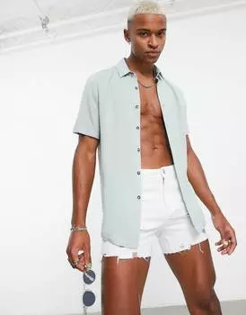 Зеленая вискозная рубашка стандартного кроя ASOS DESIGN