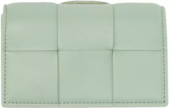 Зеленая визитница Intrecciato Bottega Veneta