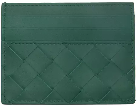 Зеленая визитница из телячьей кожи Bottega Veneta