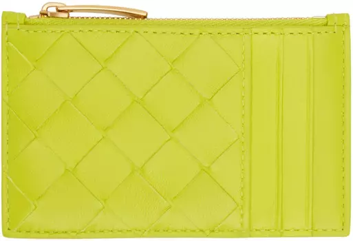 Зеленая визитница на молнии Bottega Veneta