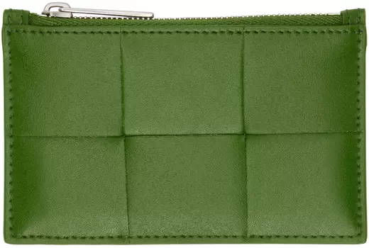 Зеленая визитница на молнии Bottega Veneta