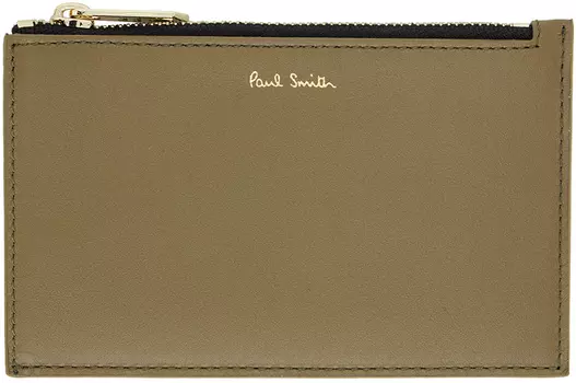 Зеленая визитница с фирменной полосой Paul Smith