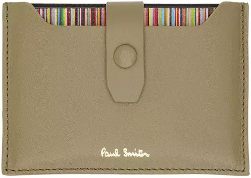 Зеленая визитница с фирменной полосой Paul Smith