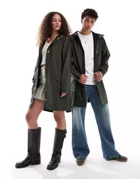 Зеленая водонепроницаемая длинная куртка унисекс Rains 12020