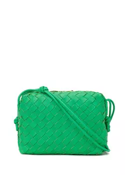 Зеленая вязаная женская сумка через плечо с текстурой Bottega Veneta