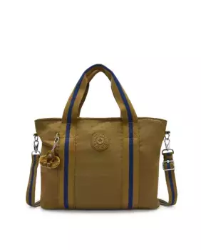 Зеленая женская большая сумка через плечо с выдвижным ремнем Kipling