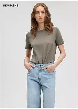 Зеленая женская футболка с круглым вырезом M1612699-86961 ФУТБОЛКА С КОРОТКИМ РУКАВОМ Mavi, зеленый