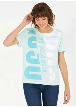 Зеленая женская футболка с круглым вырезом с принтом GABON U.S. Polo Assn., зеленый