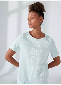 Зеленая женская футболка с круглым вырезом U.S. Polo Assn.