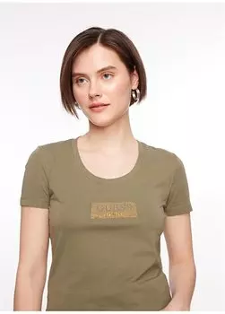 Зеленая женская футболка с круглым вырезом W4RI33J1314-G831 Guess, зеленый