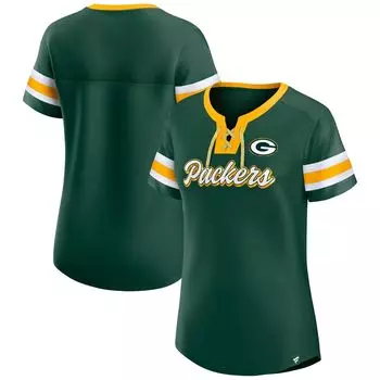 Зеленая женская футболка с логотипом Fanatics Green Bay Packers Original State на шнуровке Fanatics