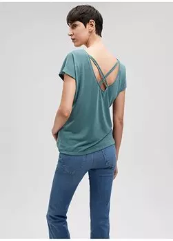 Зеленая женская футболка с широким воротником M1610328-71868-ФУТБОЛКА С КОРОТКИМ РУКАВОМ Mavi, зеленый