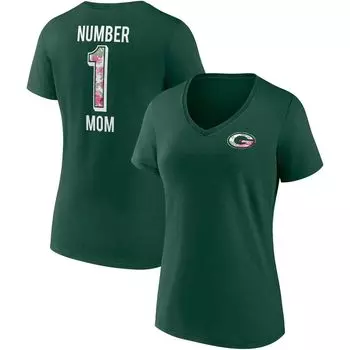 Зеленая женская футболка с v-образным вырезом и логотипом Green Bay Packers Team Fanatics Fanatics