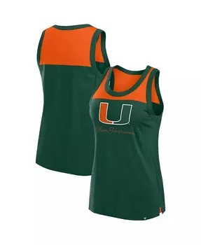 Зеленая женская майка Miami Hurricanes Crosley с цветными блоками Fanatics, зеленый