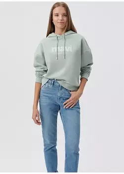 Зеленая женская толстовка с воротником с капюшоном Mavi