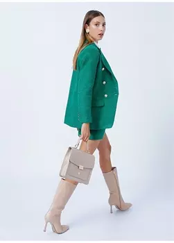 Зеленая женская твидовая юбка с нормальной талией Fabrika